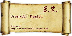Brankó Kamill névjegykártya